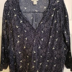 HM brand shirt with whimsical birds size large